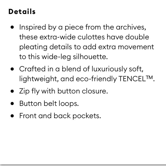 Banana Republic High Rise Tencel Culottes NWT Ecru - Picture 4 of 6